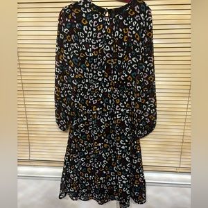 Colorful Animal Print Midi Dress - Elastic waist